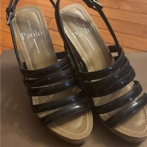 Paolo Black Platform Shoes with Strappy Design